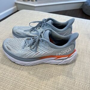 Size 8.5 B- Hoka One One Clifton 8 Women’s sneakers - Blue White Orange.